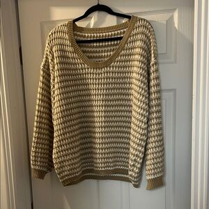 Cozy Knit Sweater in Beige and White